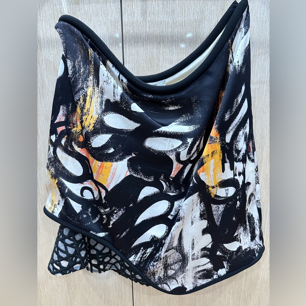 3.1 Phillip Lim Black Mimosa A Line Abstract Skirt Size 8